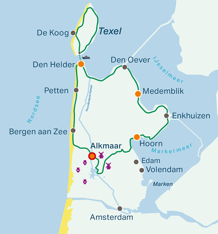Übersichtskarte Nord-Holland und Texel