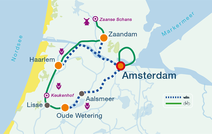 Tulpentour Holland Übersichtskarte Route