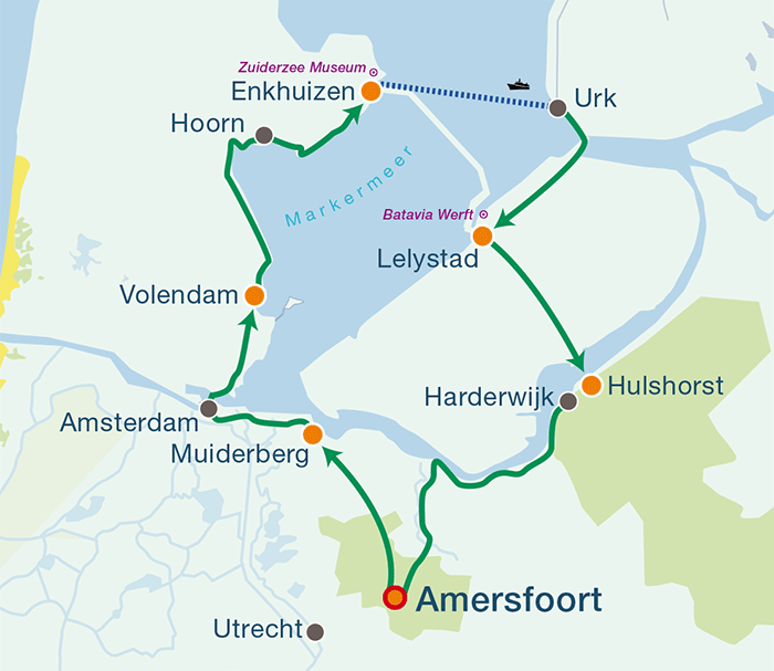 Karte Familienradreise ab Amersfoort
