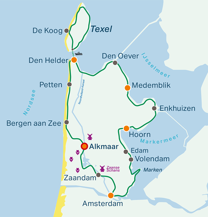 Übersichtskarte Nord-Holland und Texel