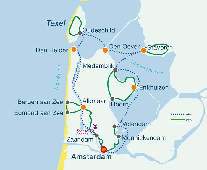 Übersichtskarte Nordroute Holland