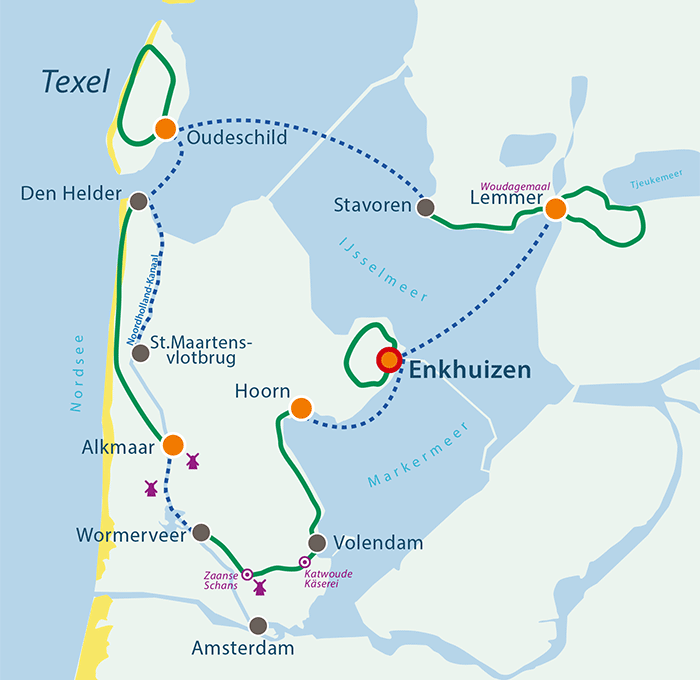 Übersichtskarte Route Nordholland