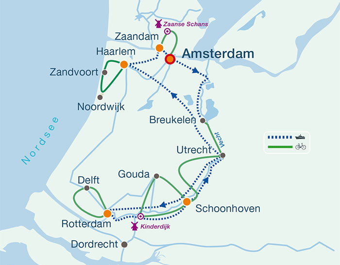 Übersichtskarte Südroute Holland